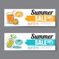 Summer sale voucher template.Discount coupon. Banner hand drawn