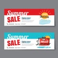 Summer sale voucher template.Discount coupon. Banner hand drawn Royalty Free Stock Photo