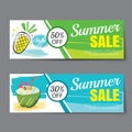 Summer sale voucher template.Discount coupon. Banner hand drawn Royalty Free Stock Photo