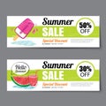 Summer sale voucher template.Discount coupon. Banner hand drawn Royalty Free Stock Photo