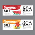 Summer sale voucher template.Discount coupon. Banner hand drawn Royalty Free Stock Photo
