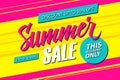 Summer Sale. This weekend special offer banner, discount 50% off. End of season. Royalty Free Stock Photo