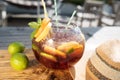 Summer sangria punch with fruits Royalty Free Stock Photo