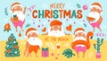 Summer Santa characters. Tropical Christmas and Happy New Year in a warm climate collection. Royalty Free Stock Photo