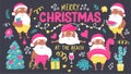 Summer Santa characters. Tropical Christmas and Happy New Year in a warm climate collection. Royalty Free Stock Photo