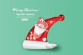 Summer Santa Claus Christmas day July in shorts on hat concept.Delivery service cute cartoon character for Xmas design on Royalty Free Stock Photo