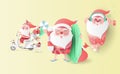 Summer Santa Claus Christmas day July in shorts smile on beach.Delivery service cute cartoon character for Xmas design isolated on Royalty Free Stock Photo