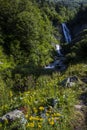 Summer in Sauth Deth Pish waterfall, Val D Aran, Spain Royalty Free Stock Photo