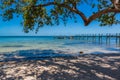 Summer scene in Florida Keys with white beach and tourqoise water Royalty Free Stock Photo