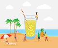 Summer scene, group of people, Vector illustration