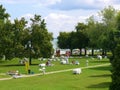 Summer scene in a hotel garden Royalty Free Stock Photo