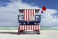 Summer scene with a lifeguard house in Miami Beach Royalty Free Stock Photo