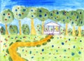 Summer scenery - kids drawing