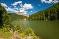 Summer scenery of mountain lake Lacul Rosu or Red Lake in Eastern Carpathians, Harghita County, Romania Royalty Free Stock Photo