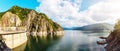 Summer scenery. of Vidraru Lake and Dam glowing in sunlight. Royalty Free Stock Photo