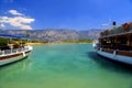 Summer sea background. Pleasure boats stand in picturesque water near the Turkish island near Bodrum and Marmaris Royalty Free Stock Photo