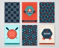 Summer Sea Cards with Patterns of Marine Symbols and Labels. Royalty Free Stock Photo