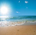 Summer sea landscape with the solar sky Royalty Free Stock Photo