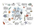 Summer sea lettering vector set. Royalty Free Stock Photo