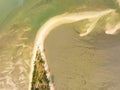 Summer sea nature background,Aerial view of texture sand water background,Sea surface ocean waves background,Top view beach Royalty Free Stock Photo