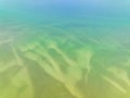 Summer sea nature background,Aerial view of texture sand water background,Sea surface ocean waves background,Top view beach Royalty Free Stock Photo