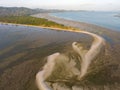 Summer sea nature background,Aerial view of texture sand water background,Sea surface ocean waves background,Top view beach Royalty Free Stock Photo