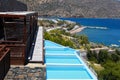 Summer sea resort with row of swimming pools Royalty Free Stock Photo