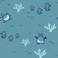 Summer sea seamless pattern. Hand drawn tropical ocean print. Beach vacation background textile design Royalty Free Stock Photo