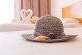 Summer sea vacation concept. Beach hat close up Royalty Free Stock Photo