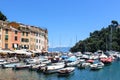 Summer sea view of the beautiful city on Liguria coast - Portofino, Italian riviera.