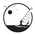 Summer, sea, windsurfing. Vector.