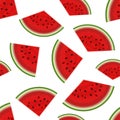 Summer seamless background. Realistic watermelon with slices Royalty Free Stock Photo