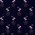 Summer seamless pattern anchor marine rope mixed