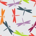 Summer seamless pattern animals dragonfly