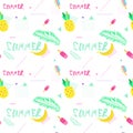 Summer Seamless Pattern With Colorful Tropical Ornament Background Style Royalty Free Stock Photo