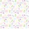 Summer Seamless Pattern With Colorful Tropical Ornament Background Style Royalty Free Stock Photo