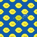 Summer seamless pattern with cute lemons and lime