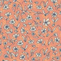 Summer seamless pattern with flowers and butterflies on spotted background. Floral print for textile, T-shirt, stationery Royalty Free Stock Photo