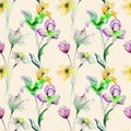 Summer seamless pattern with flowers