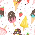 Summer seamless pattern with ice cream Royalty Free Stock Photo