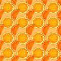 Summer seamless pattern with oranges on bright background, can be used for menu cover, packaging, backgrounds, vector illustration Royalty Free Stock Photo
