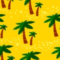 Summer seamless pattern with palms. Background with tropical plants. Royalty Free Stock Photo