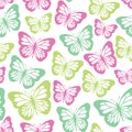 Summer seamless pattern with pastel butterlies. background with cute natural objects. Vector illustration. seamless