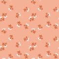 Summer seamless pattern with random little island and palm tree ornament. Pink background Royalty Free Stock Photo