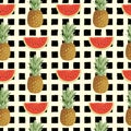 Summer seamless pattern with ripe sweet fruit Royalty Free Stock Photo