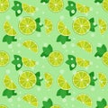 Vector summer seamless pattern with lime slices and mint leaf Royalty Free Stock Photo