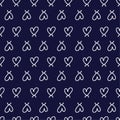 Summer Seamless pattern white ropes and knots in the heart shape. Vector  regular repeating design for fashion,fabric,web, Royalty Free Stock Photo