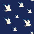 Summer seamless sea pattern with flying seagulls Royalty Free Stock Photo