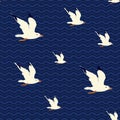 Summer seamless sea pattern with flying seagulls Royalty Free Stock Photo