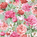 Summer Seamless Watercolor Pattern with Pink Royalty Free Stock Photo